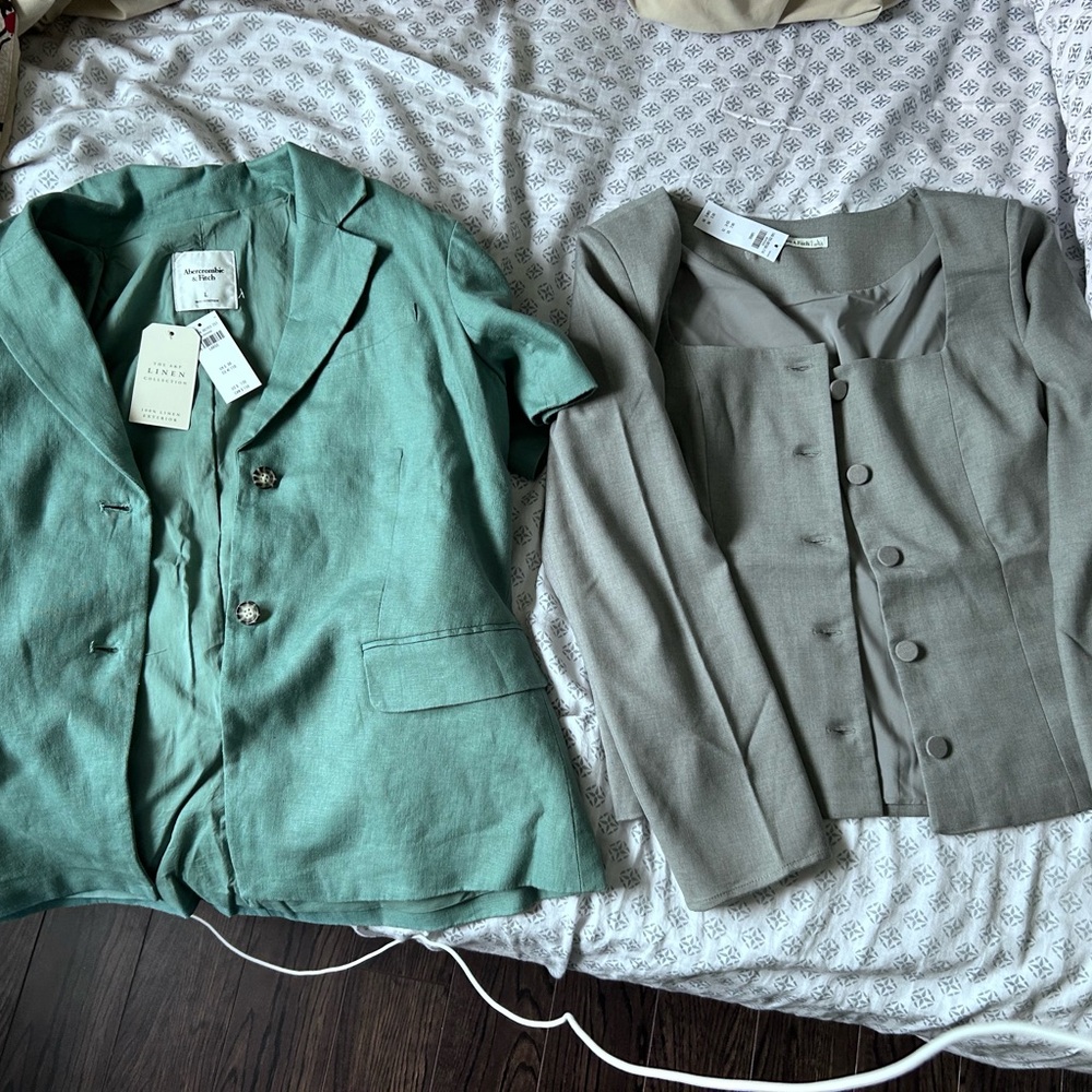 Abercrombie & Fitch Women's Blazer Duo - Teal and Taupe